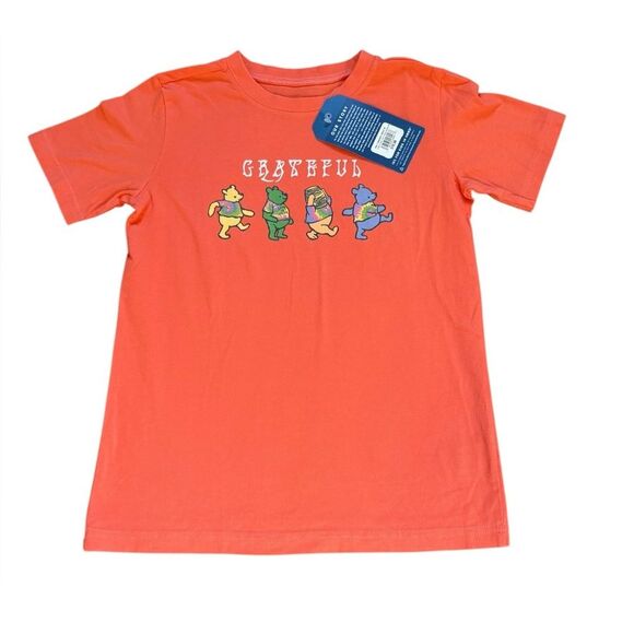 Life Is Good Crusher Tee Orange Grateful Bears Winnie The Pooh Kids Medium NEW - Picture 1 of 7